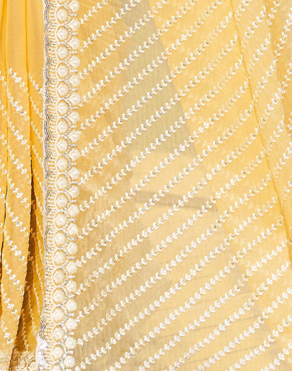 Yellow Plain Chiffon Saree