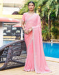 Light Pink Plain Chiffon Saree