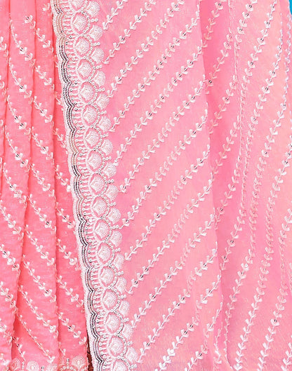 Light Pink Plain Chiffon Saree