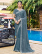 Dull Blue Plain Chiffon Saree