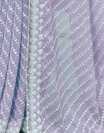 Light Purple Plain Chiffon Saree