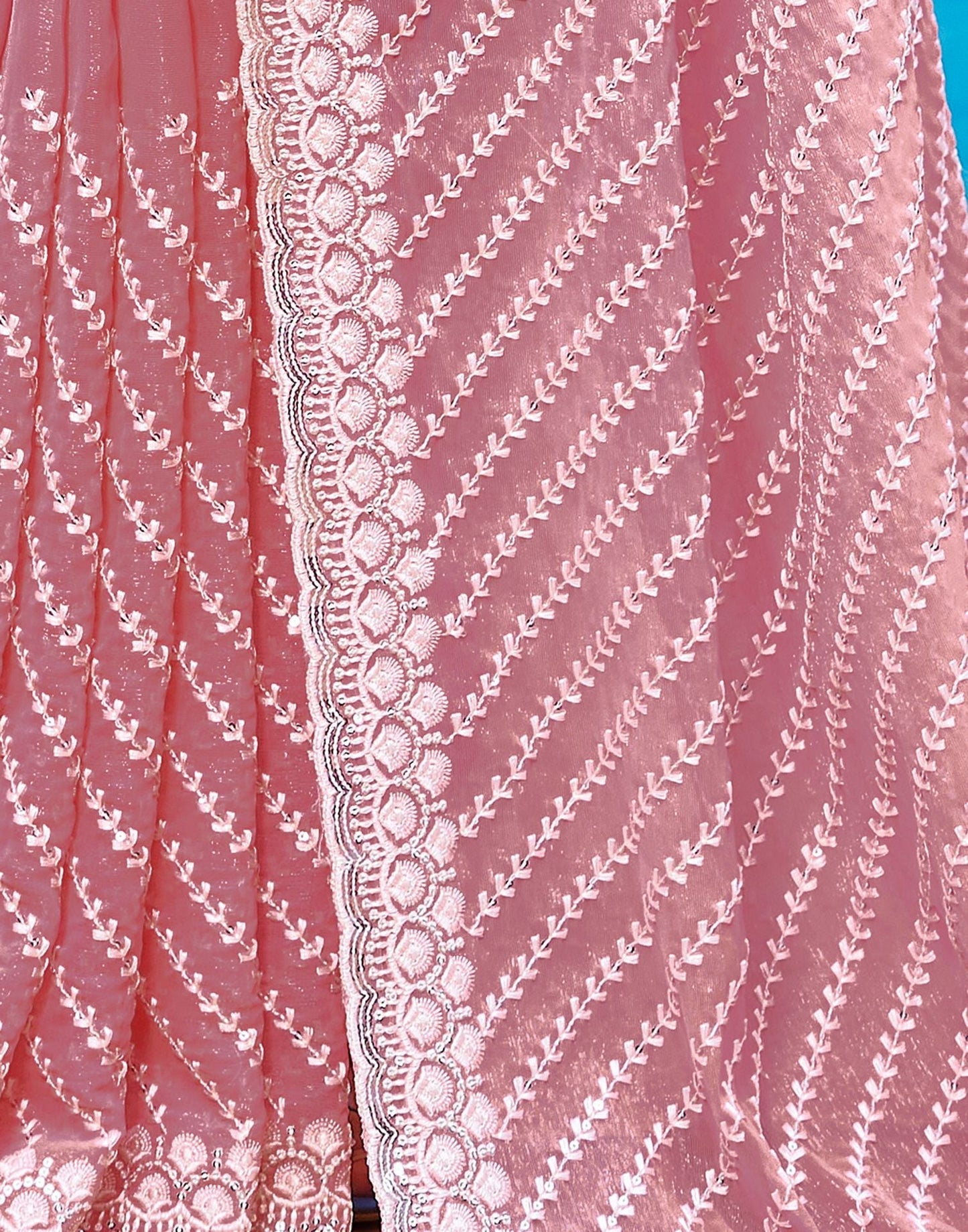 Rose Pink Plain Chiffon Saree