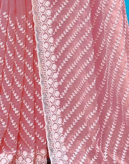 Rose Pink Plain Chiffon Saree