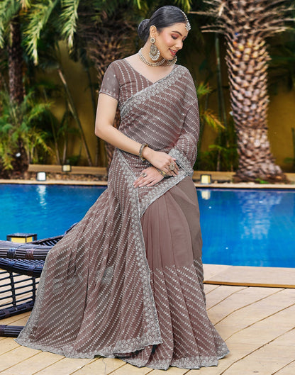 Mauve Plain Chiffon Saree