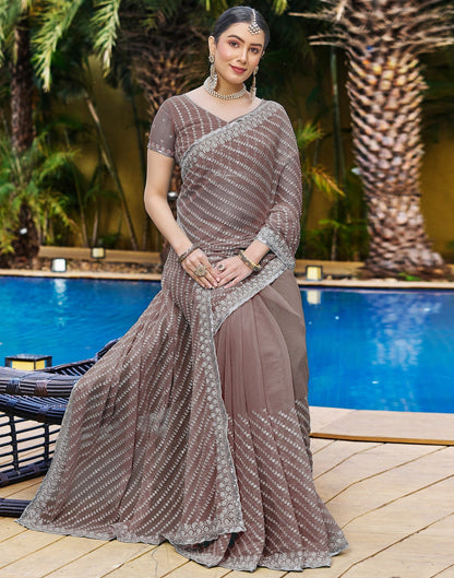 Mauve Plain Chiffon Saree