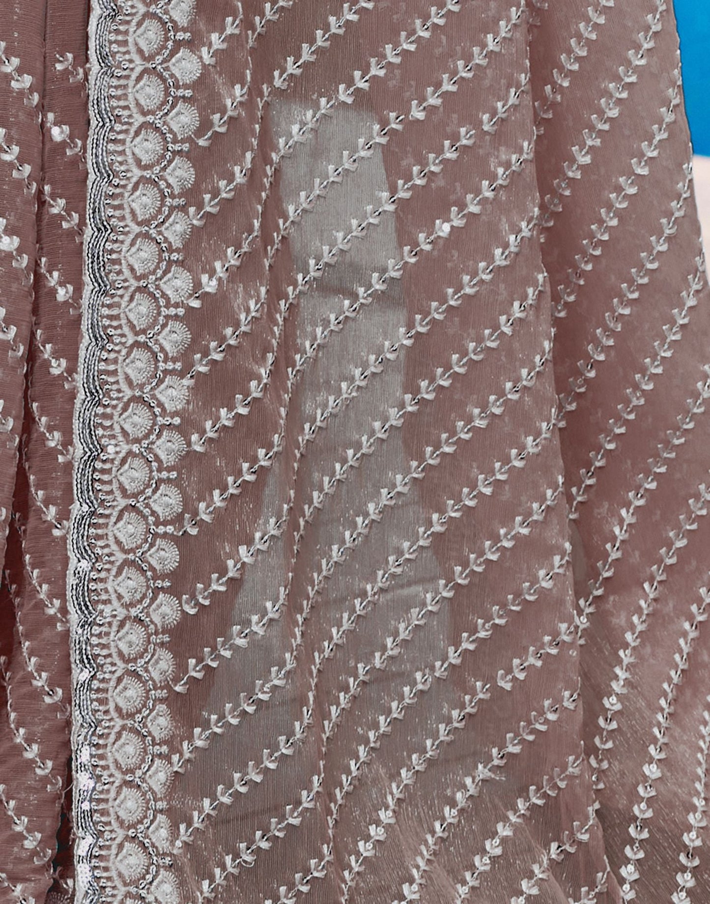 Mauve Plain Chiffon Saree