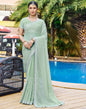 Pastel Green Plain Chiffon Saree