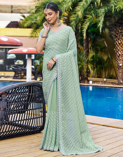 Pastel Green Plain Chiffon Saree