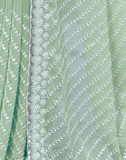 Pastel Green Plain Chiffon Saree