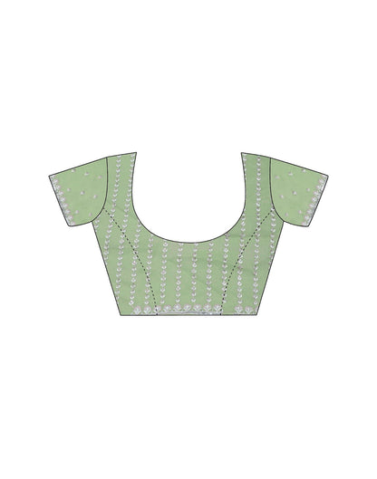 Pastel Green Plain Chiffon Saree