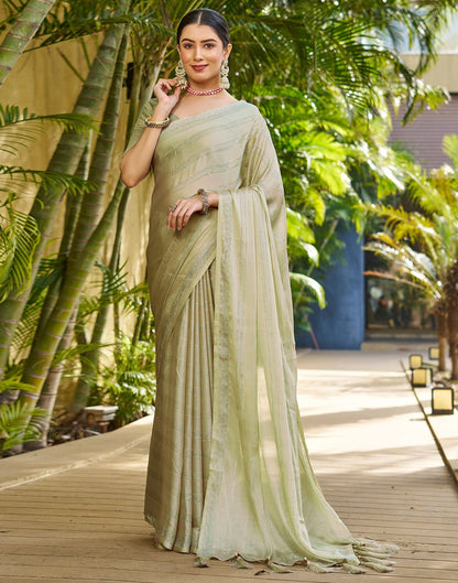 Beige Plain Chiffon Saree