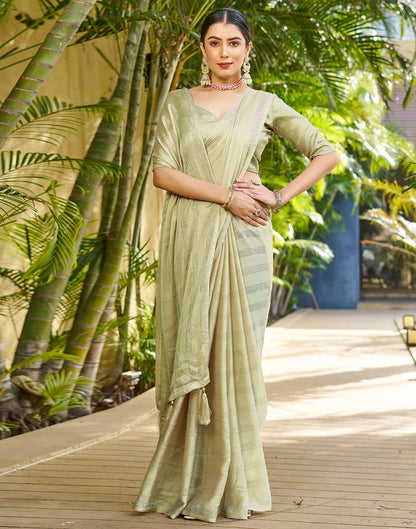 Beige Plain Chiffon Saree