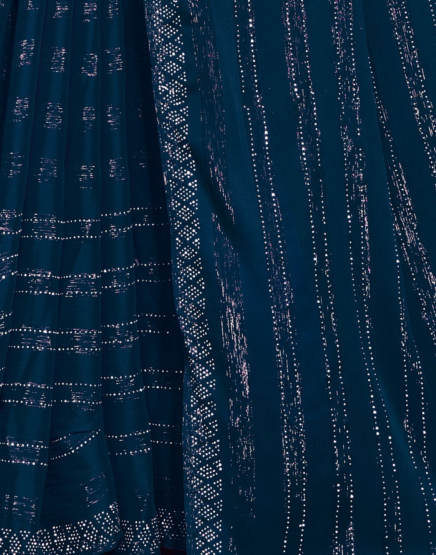 Navy Blue Plain Chiffon Saree