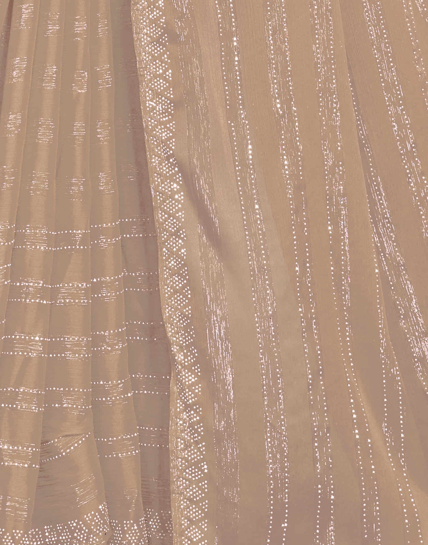 Beige Chiffon Stone Work Swarovski Saree