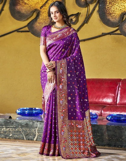 Purple Jacquard Silk Saree