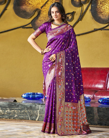 Purple Jacquard Silk Saree