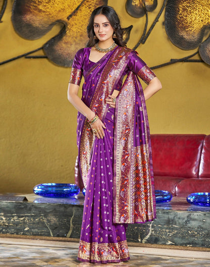 Purple Jacquard Silk Saree