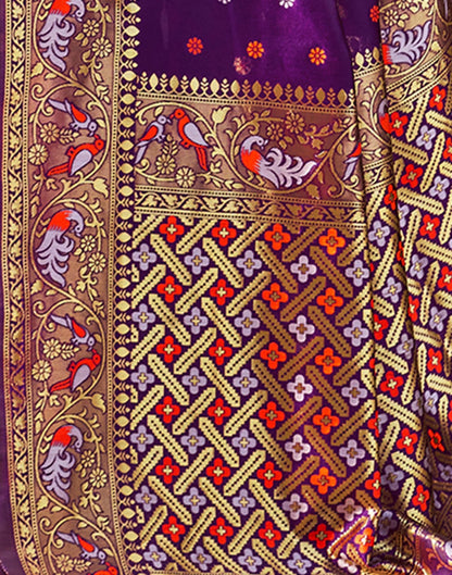 Purple Jacquard Silk Saree