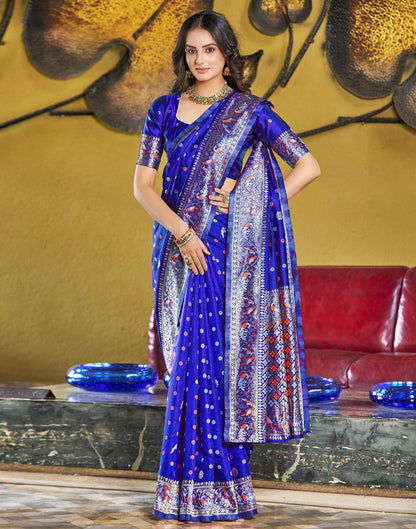 Blue Jacquard Silk Saree
