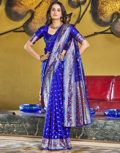 Blue Jacquard Silk Saree