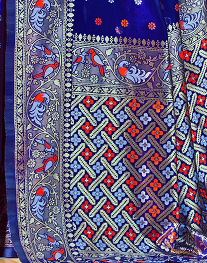 Blue Jacquard Silk Saree