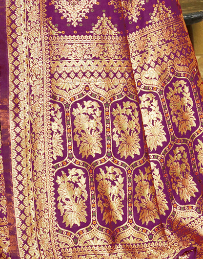 Wine Jacquard Silk Saree