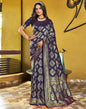 Navy Blue Jacquard Silk Saree