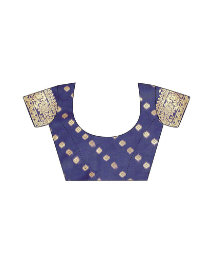Navy Blue Jacquard Silk Saree