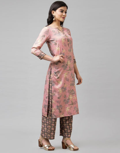 Pink Coloured Rayon Foil Printed Kurti With Palazzo | Leemboodi