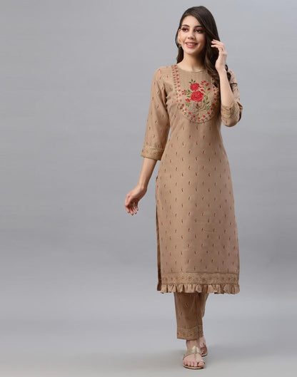 Beige Kurti With Pant And Dupatta | Leemboodi