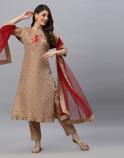 Beige Kurti With Pant And Dupatta | Leemboodi