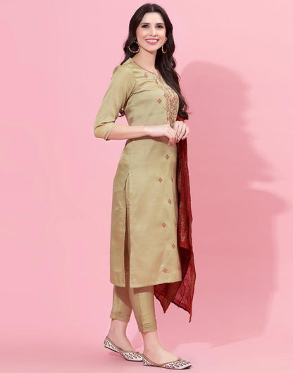 Beige Kurti With Pant And Dupatta | Leemboodi