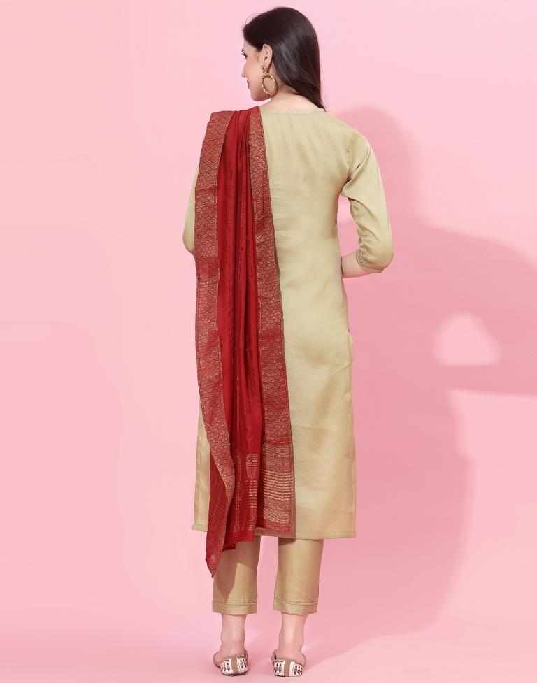 Beige Kurti With Pant And Dupatta | Leemboodi