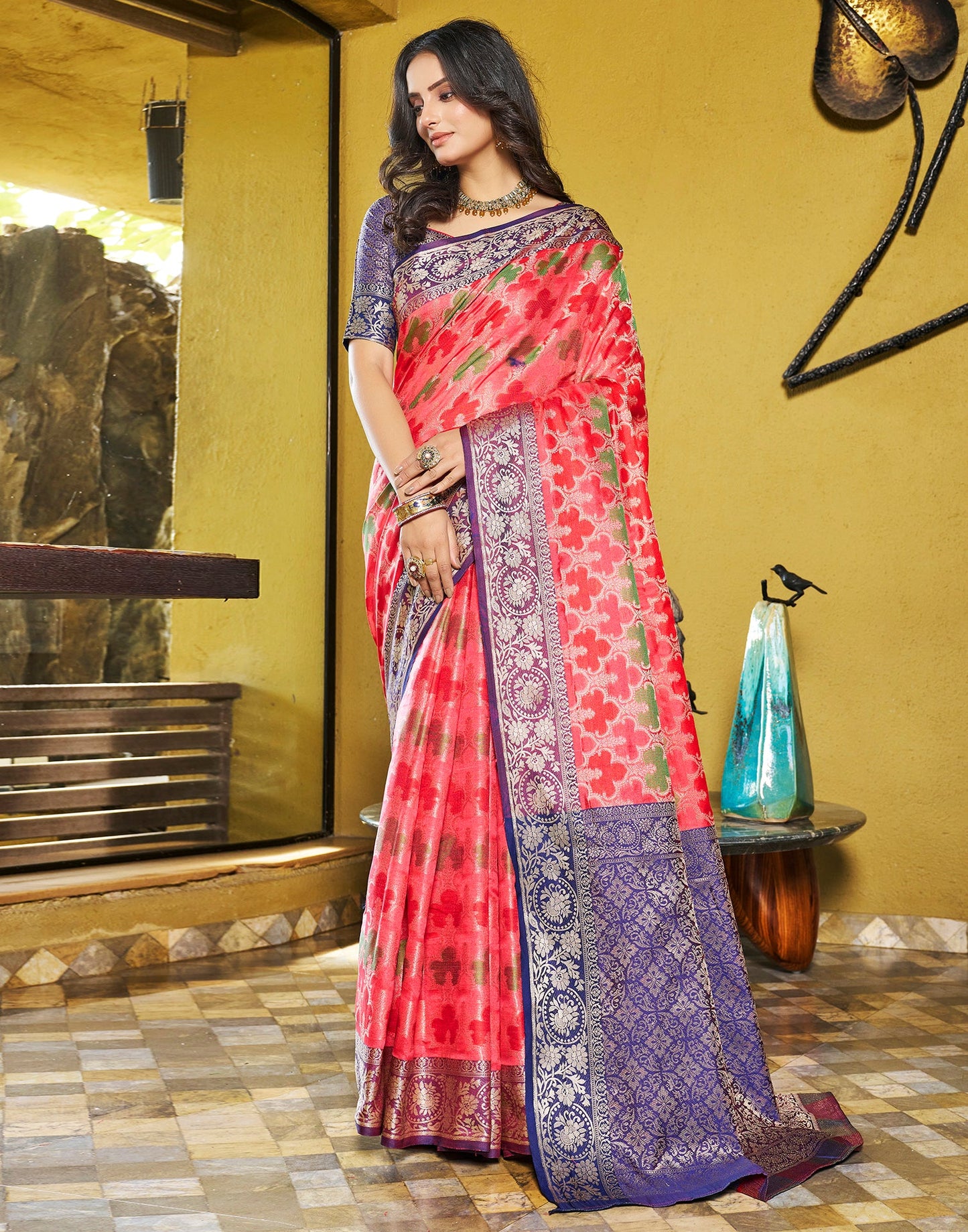 Pink Banarasi Silk Saree