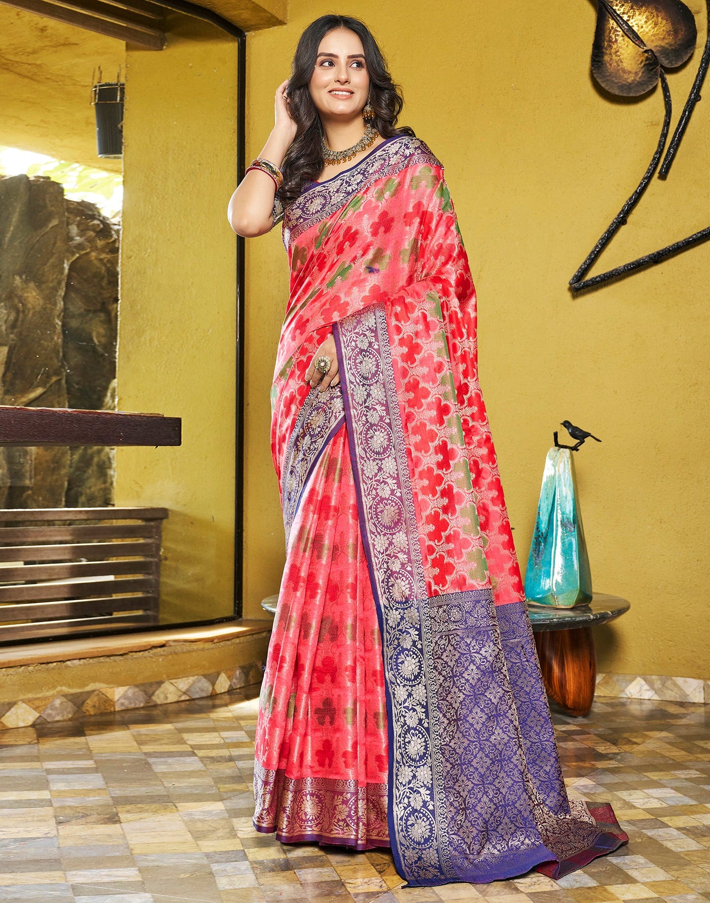 Pink Banarasi Silk Saree