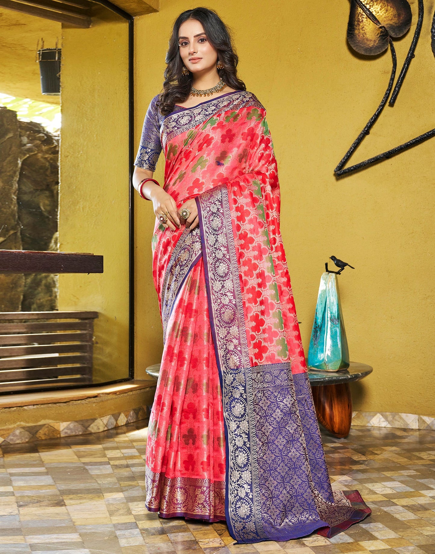 Pink Banarasi Silk Saree