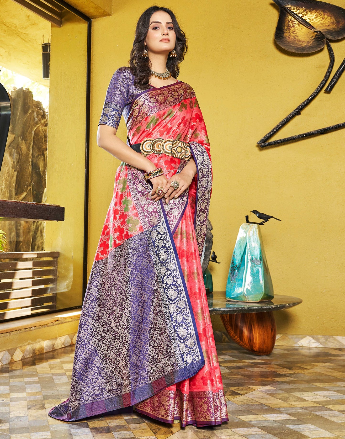 Pink Banarasi Silk Saree