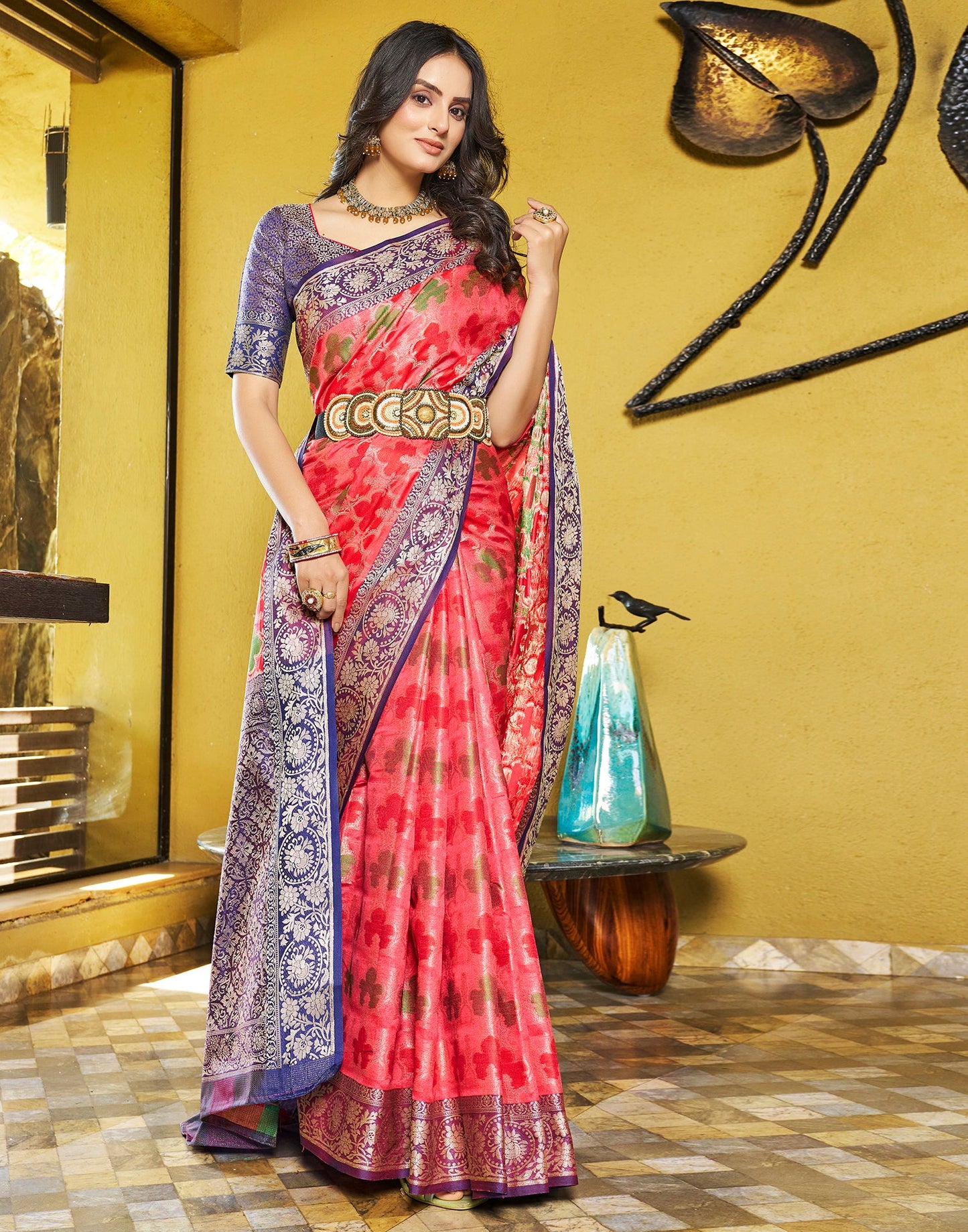 Pink Banarasi Silk Saree