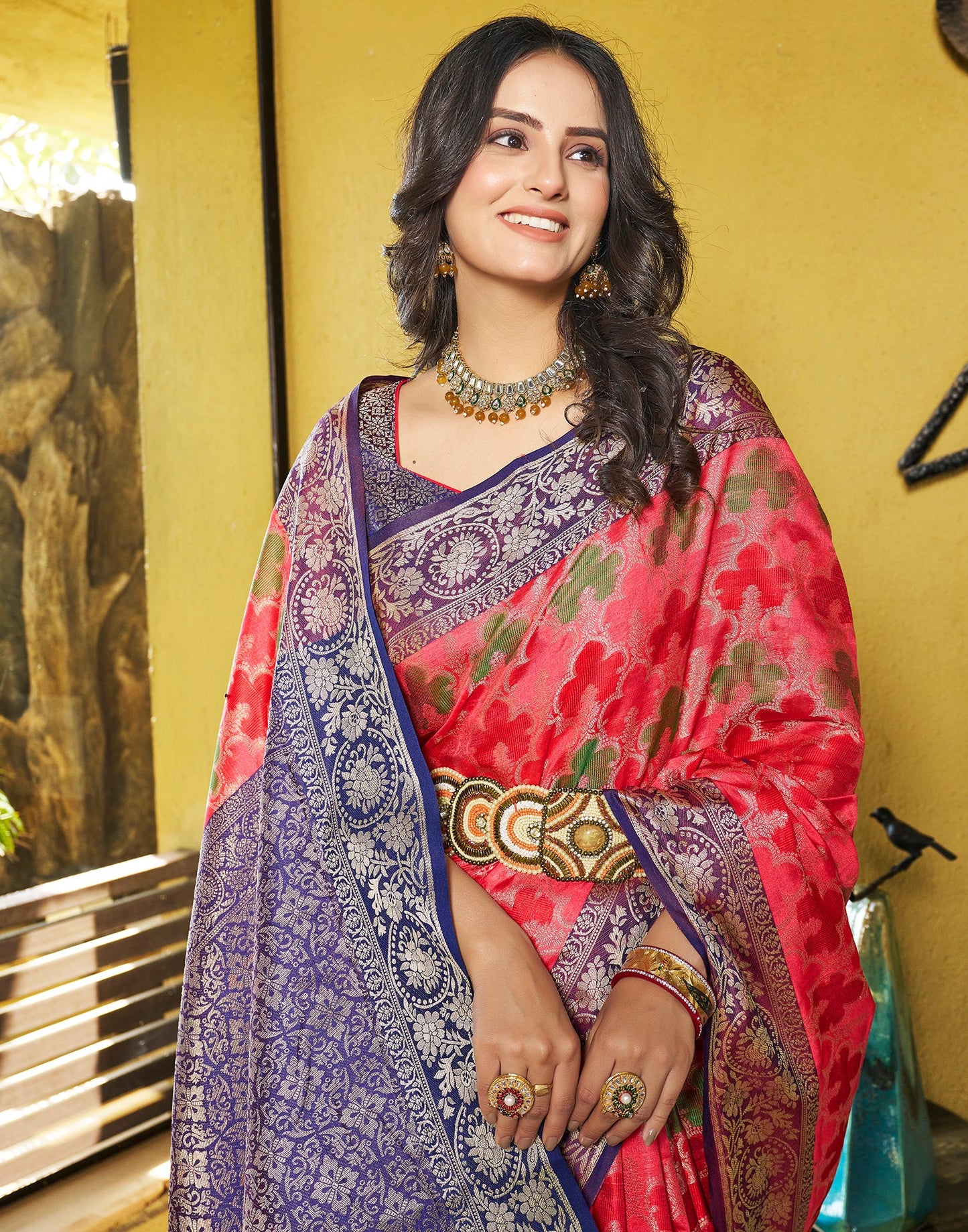 Pink Banarasi Silk Saree