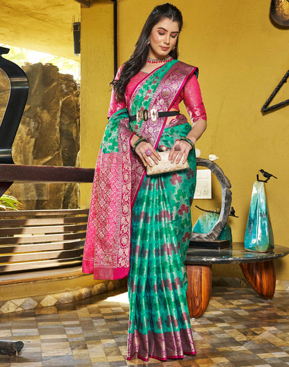 Rama Green Jacquard Silk Saree