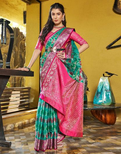 Rama Green Jacquard Silk Saree
