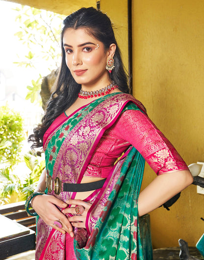 Rama Green Jacquard Silk Saree