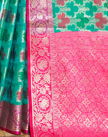 Rama Green Jacquard Silk Saree