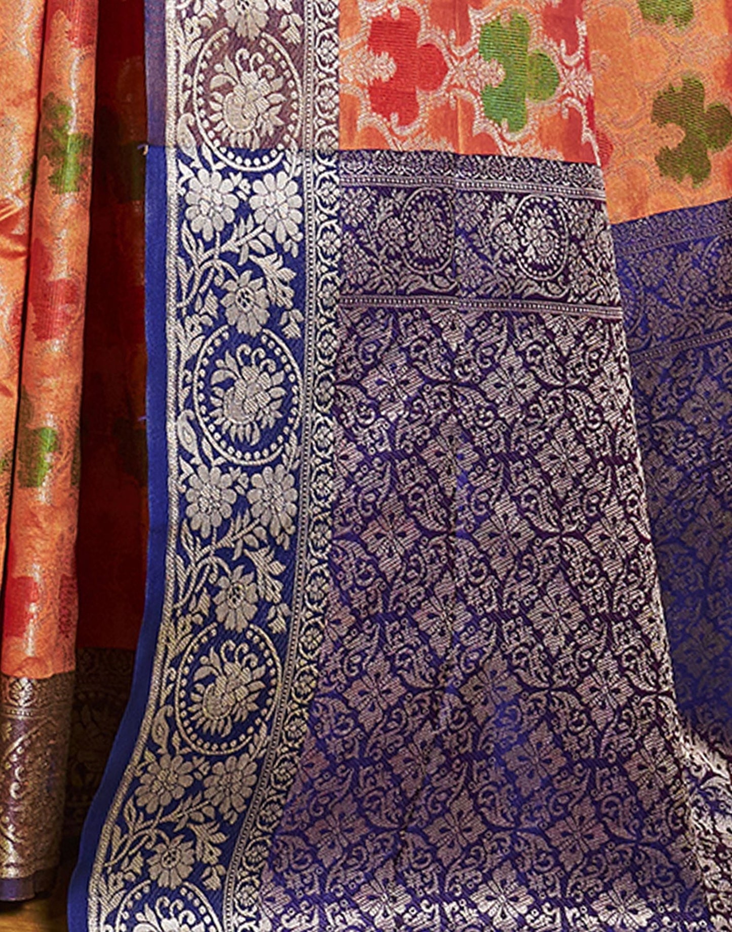 Orange Banarasi Silk Saree