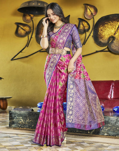 Rani Pink Silk Saree
