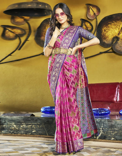 Rani Pink Silk Saree
