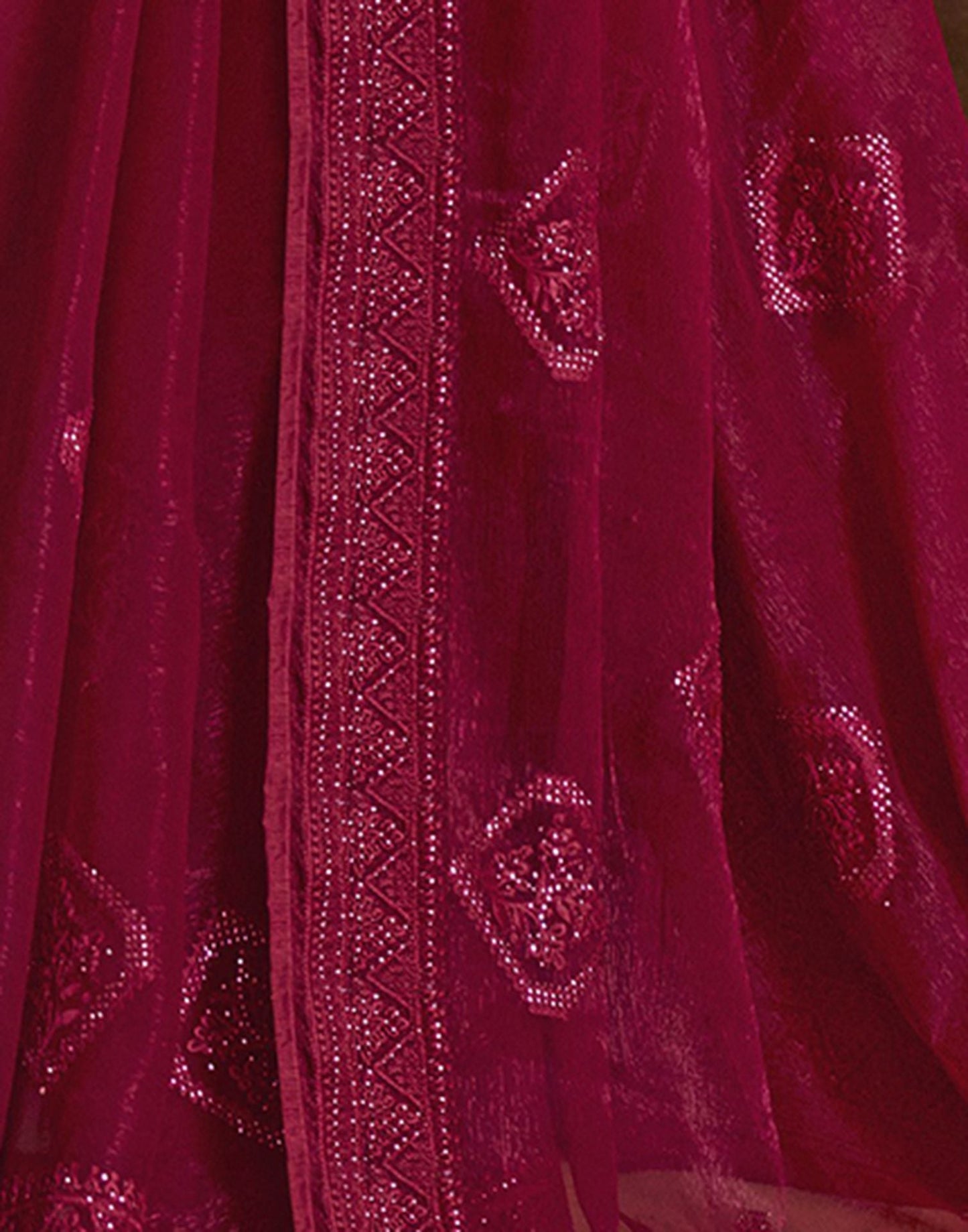 Hot Pink Plain Chiffon Saree
