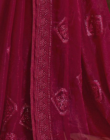 Hot Pink Plain Chiffon Saree