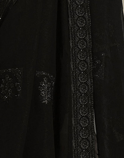 Black Plain Chiffon Saree