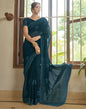 Dark Teal Plain Chiffon Saree